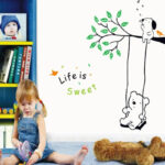 LP wholesale cartoon Winnie AY9036 swing three generations removable decorative wall stickers for children's room - Image 2