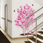 Pink Flower Tree Wall Stickers Birds For Living Home Decor Bedroom Bathroom Door Stickers Waterproof Art Decals Pvc - Image 2