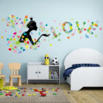 Loving heart Dandelion Girl wall stickers PVC Material Art wall poster for Living room bedroom kids room wall decoration sticker - Image 2