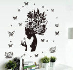 Butterfly and Woman Silhouette Decorative Sticker Home Living Room Sofa Background Removable Art Decor Mural Sticker Decal AY7184 - Image 2
