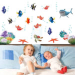 Finding Nemo Shark Fish Bathroom Mural Wall Decals Decor Kids Fun Popular Fashion for Boys Girls Living Room size 45x60 ay617