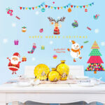 Christmas DIY Decoration Stickers Shop Glass Wall Stickers Shop Scene Festive Santa Christmas Tree - Image 2