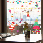 Christmas DIY Decoration Stickers Shop Glass Wall Stickers Shop Scene Festive Santa Christmas Tree - Image 3