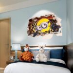 New Cute Minions Big Eyes Wall Stickers DIY Removabel 3D PVC Through Wall Cartoon Home Decor - Image 2