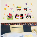 Cute penguin QQ bedroom living room bathroom children's room cute background wall sticker size 50x70 ay631 - Image 2