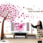 xl8047a  Removable Romantic Pink Peach Tree Wall Stickers Bedroom Living Room Sofa Entrance Decorations Environmentally Friendly Wall Sticker - Image 2