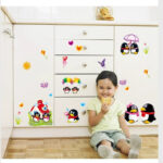 Cute penguin QQ bedroom living room bathroom children's room cute background wall sticker size 50x70 ay631 - Image 4