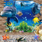 1PC Waterproof 3D Wall Stickers Sea Whale Fish PVC Removable Wallpaper Decals for Kids Room Bathroom Decor - Image 3