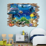 1PC Waterproof 3D Wall Stickers Sea Whale Fish PVC Removable Wallpaper Decals for Kids Room Bathroom Decor - Image 2