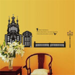 Creative Black Castle Street Light Wall Stickers Ay1915 - Image 2