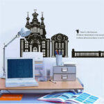 Creative Black Castle Street Light Wall Stickers Ay1915 - Image 3