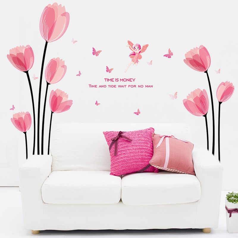 Pink-Tulip-Princess-Girl-3D-Wallpaper-Warm-and-Warmer-Bedroom-TV-Background-Wall-Home-Decorative-Self.jpg_q50_c3fa5f60-3721-4180-b7d6-c55e8a84e586 Adorable Home Decor PVC Wall Sticker (SK9076) - Image 1