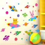 Raum astronaut cartoon wand sticker kinder zimmer weltraum planeten galaxy rakete schiff aufkleber dekorative wand hintergründe diy - AliExpress 15 - Image 3