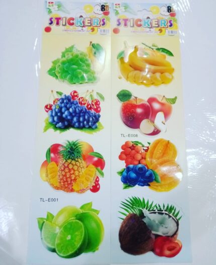3D Kitchen Art 8 Fruits Banana Apple grapes pineapple Wall Decal Stickers For Wall Cabinets Fridge - Easily Removable