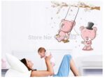 CUTE Teddy Bear Play on the Swing Room Decor Cartoon Wall Decals JM7234 - Image 2