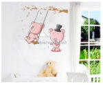 CUTE Teddy Bear Play on the Swing Room Decor Cartoon Wall Decals JM7234 - Image 3