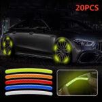 20pcs Car Tire Rim Reflective Sticker Night Safety Warning Strip Motorcycle Bike Auto Wheel Hub Reflector Stickers Decals - Image 2