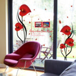 SK9131  ROMANTIC RED FLOWERS Wall Sticker - Image 3