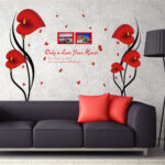 SK9131  ROMANTIC RED FLOWERS Wall Sticker - Image 2