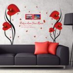 SK9131  ROMANTIC RED FLOWERS Wall Sticker - Image 4