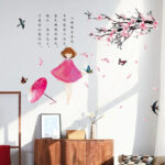Sk7157 Peach Blossom Girl Wall Sticker - Image 6