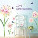 SK9016 Lily Bouquet Color Wall Stickers Vine Beautiful Flowers Quotes Vinyl Decals Living Room Home Decoration - Image 4