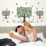 Sk9166 Lovely Square Tree Butterfly Wall Sticker - Image 2