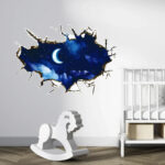 Night Moon Sky Ceiling Wall Stickers 3D Brick Wall for Kids Baby Room Peel & Stick Art Mural Home Decor Restaurant - Image 2