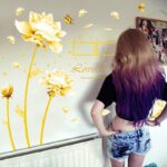 XL8028 Blossoming golden flowers wall stickers living room sofa tv background wall stickers bedroom cozy living room book room office layout stickers - Image 2