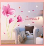 xl8133 Pink orchid flower wall stickers living room sofa tv background wall stickers romantic bedroom bedside marriage room klimts - Image 2