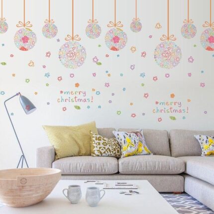 The new environmentally friendly PVC removable glass Christmas ball lob window dressing mall restaurant sticker SK9071