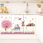 SK9008 Warm Romantic DIY Removable Wallpaper Colorful Flowers Skirting Line Wall Stickers Wall Decal Home Decor - Image 5