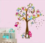 Tree Very Cute Peel Scroll Tinkle Fairy Girl DIY Removable Wall Stickers Parlor Kids Bedroom Home Decor Mural Decal JM7158 - Image 2