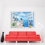 Greece aegean klimts fake window wall stickers removable wall stickers living room sofa backdrop bedroom decorative painting landscapes - Image 7