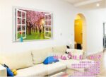 Wall Sticker ay9234e romantic sunset landscape cherry tree 3d fake window stickers wall decor wall stickers for kids rooms - Image 5
