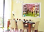 Wall Sticker ay9234e romantic sunset landscape cherry tree 3d fake window stickers wall decor wall stickers for kids rooms - Image 6
