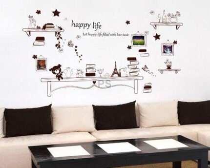 Star Bear Butterfly Shelves Wall Stickers Removable Living Room Decorative Wall Decals Fake Display Shelves Wallpaper