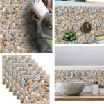 Waterdichte Tegels Steen Behang Stickers Badkamer Keuken Muur Trim Line Plint Grens 3d Zelfklevende Mozaïek Sticker J731 Wall Tiles 8"x8" (6 Sheets) JM731 - Image 2