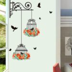 Cartoon Wall Stickers Bird Cage Flower Flying Living Room Nursery Room Vinyl Wall Decal Wall Stickers Childrens Room Home Decoration - Image 4
