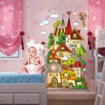 Children's room layout Wall Sticker Cartoon Children'S Paradise Dream Castle Wall Stickers Home Decoration Kids Bedroom Kindergarten Removable Self-Adhes Ay1910  Size: 60x90