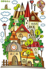 Children's room layout Wall Sticker Cartoon Children'S Paradise Dream Castle Wall Stickers Home Decoration Kids Bedroom Kindergarten Removable Self-Adhes Ay1910  Size: 60x90 - Image 6