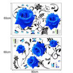Mural Rose Vine Blue Large Lotus Wall Sticker Flower Room Decoration Aesthetic For Teens Living Room Tv Wall Bedroom Home Office Wallstickers   Gs8823a Size: 60x90cm - Image 3