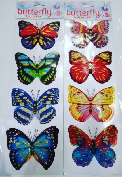 PACK OF 8 MULTICOLORED BUTTERFLY STICKERS