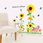 Short & Sweet: > Vibrant Sunflower & Butterfly Wall Sticker Set - DIY Home Decor  size 60x90  mj9001 - Image 2