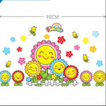 Radiant Sunflower Smiles Decal - Brighten Kids' Spaces with Joyful, Smiling Flowers PVC Wall Art for Home Decor size 50x70 xy8015 - Image 4