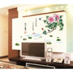 3 PCS Chinese Ink Art Peony Flower Bloosm Wall Stickers Wall Decal DIY for Room Children's Room TV Sofa Background Wall Art Decors ay9250 60x90 - Image 4