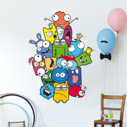 Colorful Cartoon Wall Sticker Color Pencil Monster Wall Decals For Kids Bedroom size 50x70 xh7236