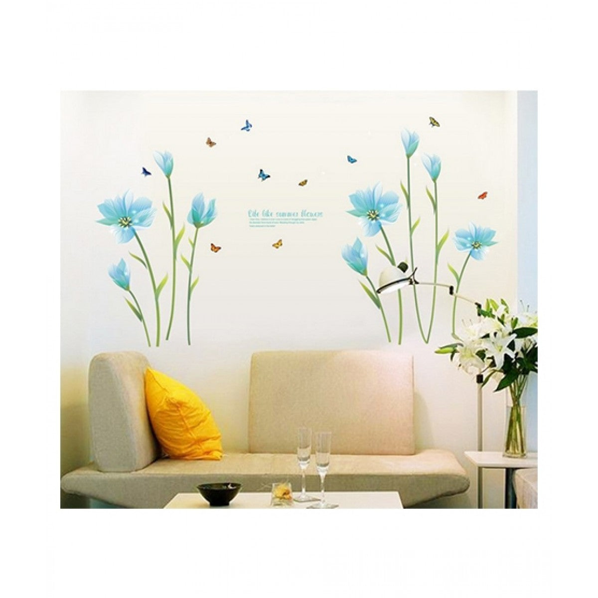 Blue lily flower Romantic weding bedroom wall sticker Entrance TV sofa background Decorative Wall Stickers SK9029 - Image 2