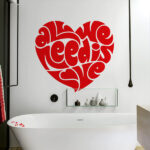 All We Need Is Love Wall Decor Stickers 2 X 2 Feet Wall Decal Decoration Sticker Vinyl For romantic Couple bed room Red Color - Image 2