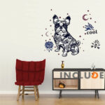 Wall Sticker French Bulldog Boston Terrier Iggy Paisley Night Moon Star Diamond Round Brilliant Cut size 50x70 sk7125 - Image 2
